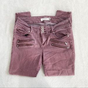 Torrid dusty red zipper front skinny jeans